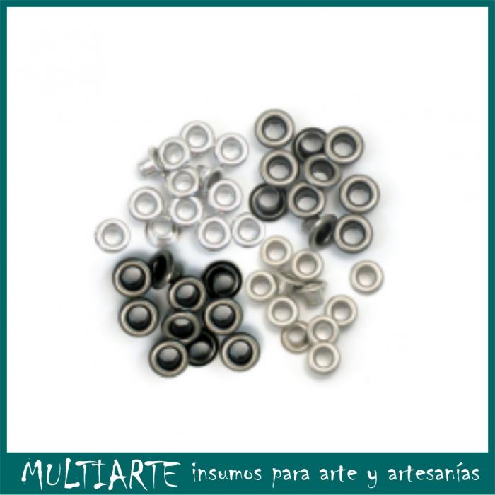 Ojalillos de aluminio 3/16'' (0.5cms) 60 unidades We R Plateado 41584-8