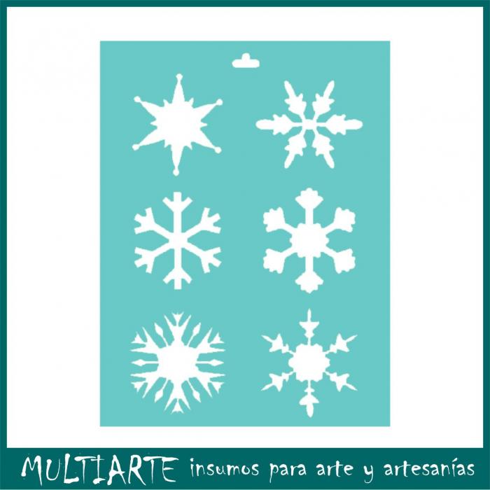 Stencil Proyectarte 15 x 20 cms Copos de Nieve CS413