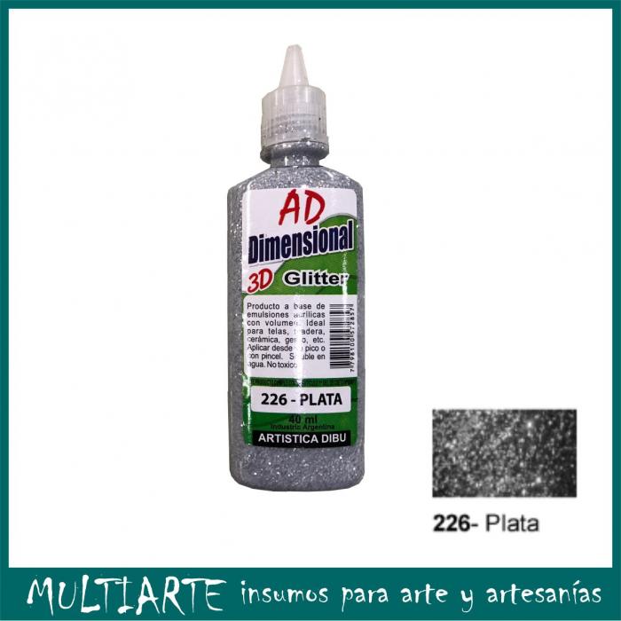 Pintura dimensional AD 40ml 226-plata Glitter