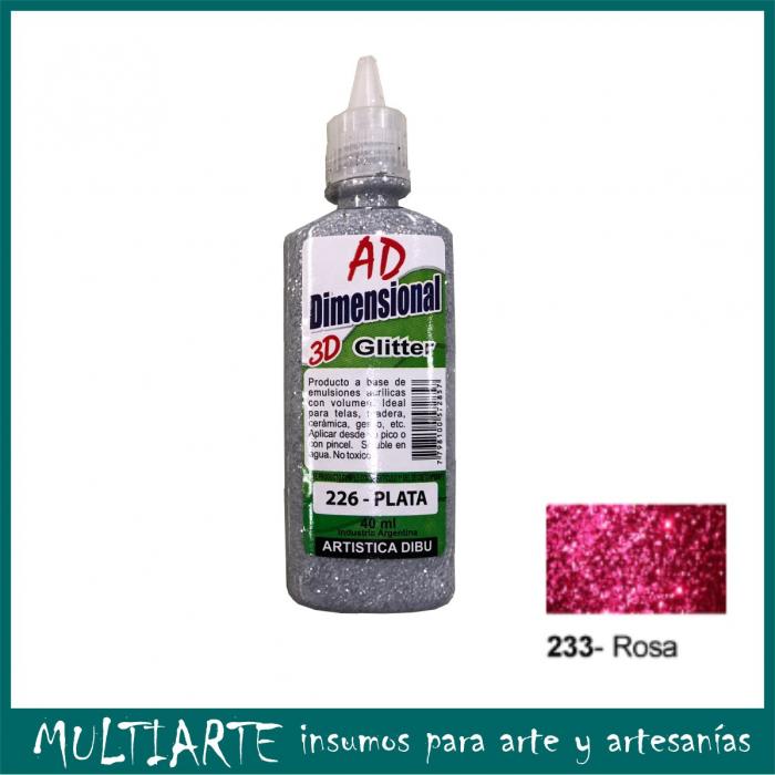 Pintura dimensional AD 40ml 233-rosa Glitter