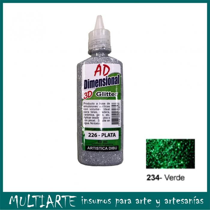 Pintura dimensional AD 40ml 234-verde Glitter