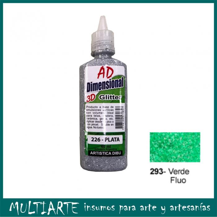 Pintura dimensional AD 40ml 293- verde fluo Glitter
