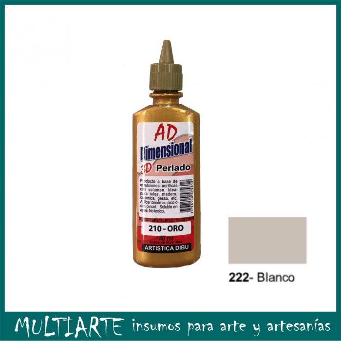 Pintura dimensional AD 40ml 222- blanco metalizado