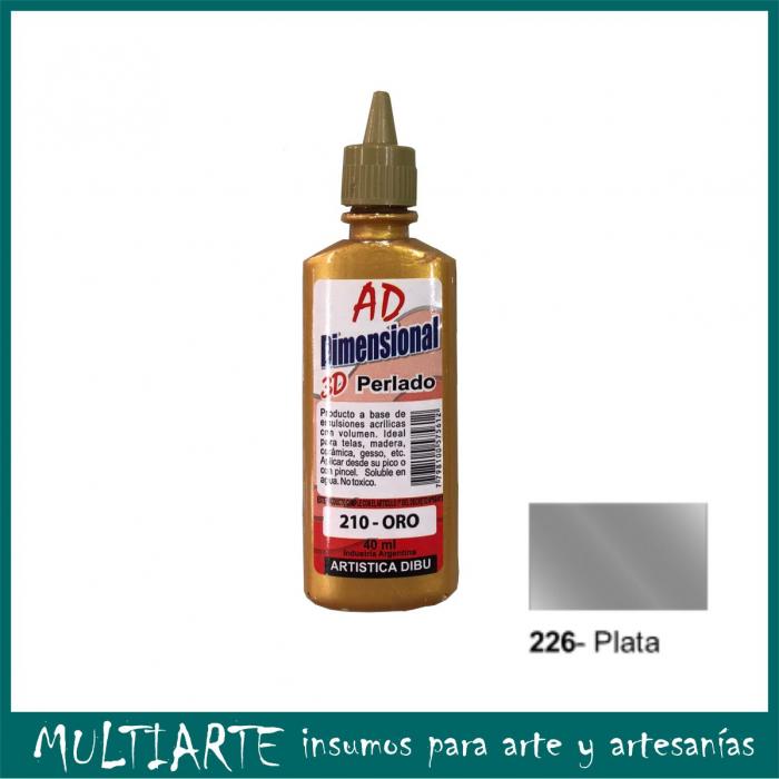 Pintura dimensional AD 40ml 226- plata metalizado