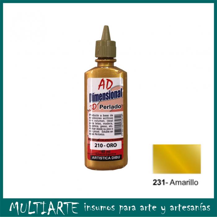 Pintura dimensional AD 40ml 231- amarillo metalizado