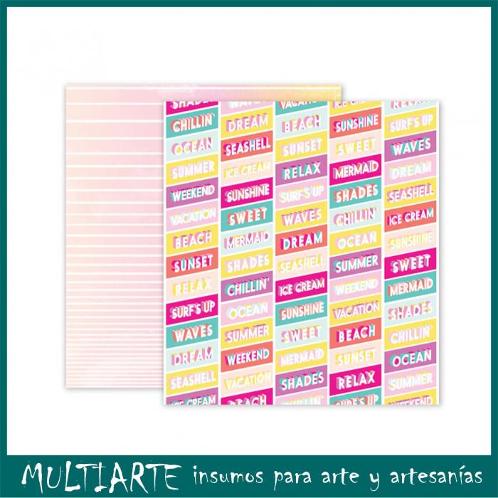 Papel para scrapbook Pink Paislee - Summer Lights 310256