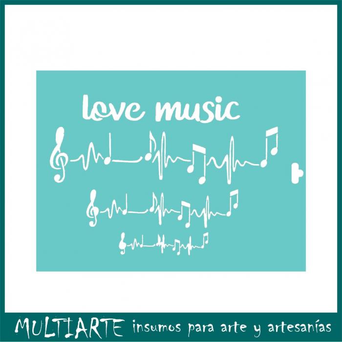 Stencil Proyectarte 15 x 20 cms Love music CS582