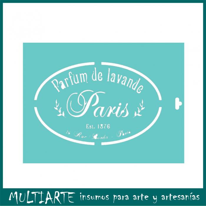 Stencil Proyectarte 15 x 20 cms Perfume de lavanda paris CS586