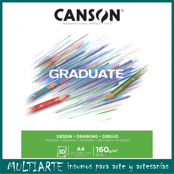 Block de dibujo CANSON GRADUATE A4 con 30 hojas de 160 gr 110365