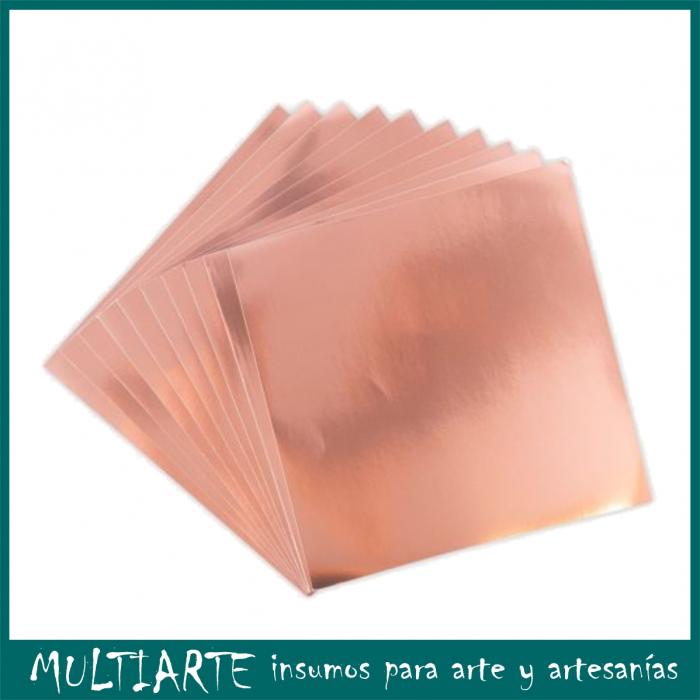 Cartulina adhesiva metalizada 10 hojas de 15x15cms Sizzix Rose Gold 665259