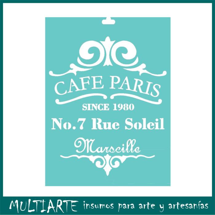 Stencil Proyectarte 15 x 20 cms Cafe de Paris CS708