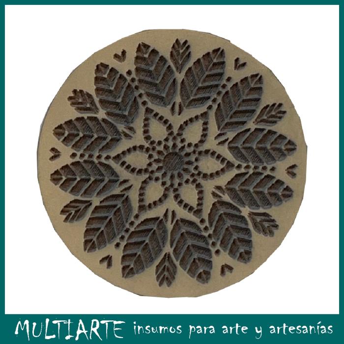 Sello bajo relieve 6x6cms Mandala 892