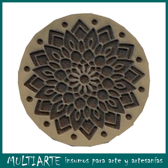 Sello bajo relieve 6x6cms Mandala 889