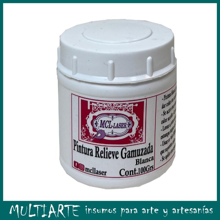 Pintura relieve gamuzada blanca MCL 100grs