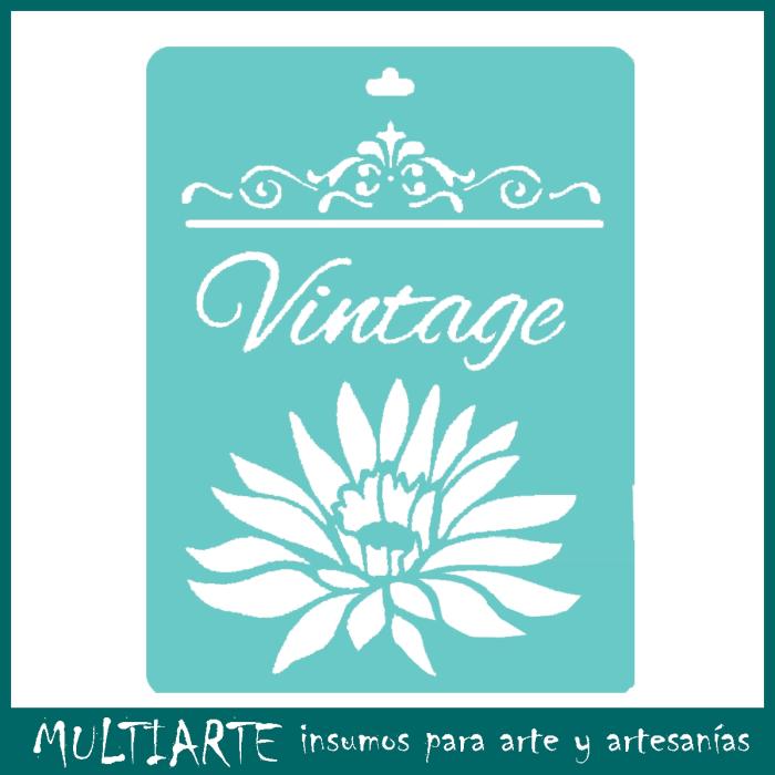 Stencil Proyectarte 15 x 20 cms Vintage con flor CS869