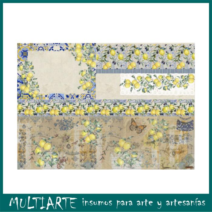 Lamina de seda para decoupage 50x70cms LIMONES8