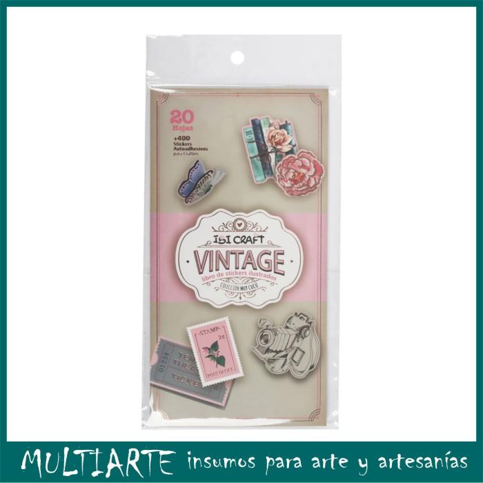 Block de 20 hojas de Stickers adhesivos Ibi Craft Vintage