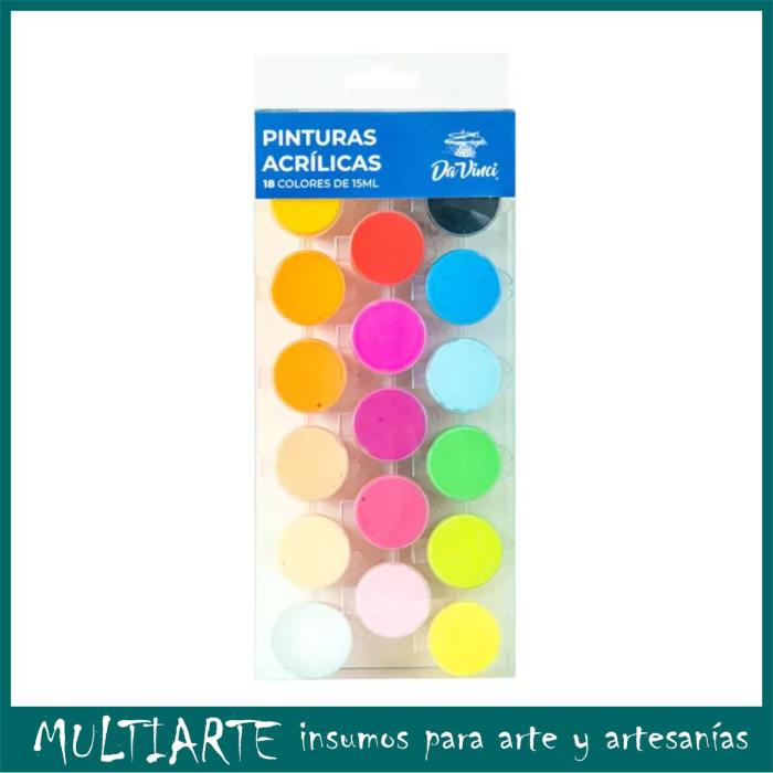 Set de Pintura Acrilica x 18 colores 15ml 