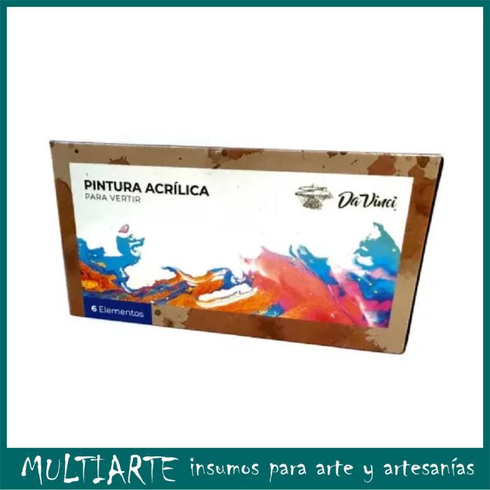 Set de Pintura Acrilica x 6 colores para verter pouring 59ml Da Vinci