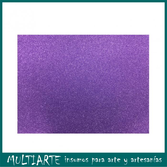 Plancha de Goma eva con Glitter Violeta  60 x 40 cms
