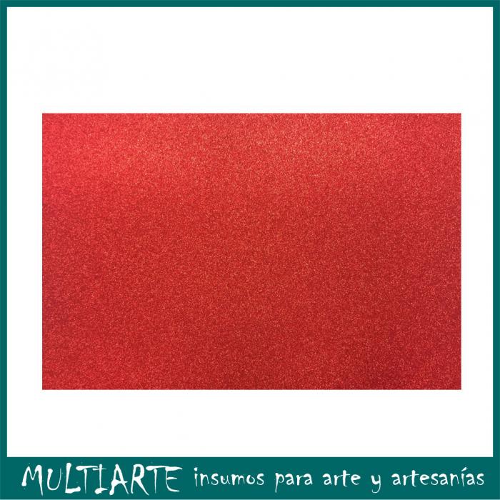 Plancha de Goma eva con Glitter Rojo  60 x 40 cms