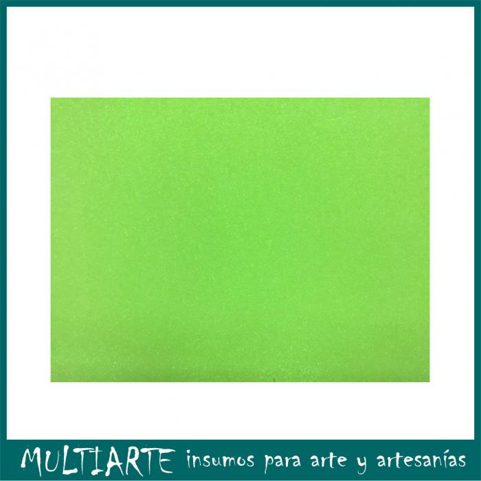 Plancha de Goma eva con Glitter Verde Manzana  60 x 40 cms