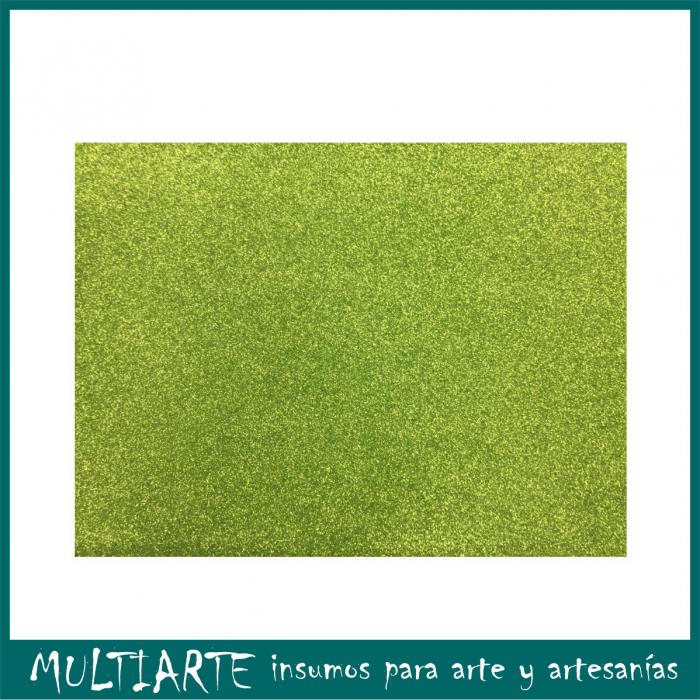 Plancha de Goma eva con Glitter Verde Musgo  60 x 40 cms
