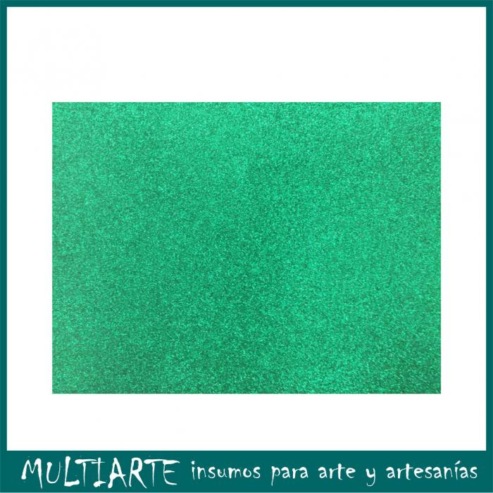 Plancha de Goma eva con Glitter Verde 60 x 40 cms